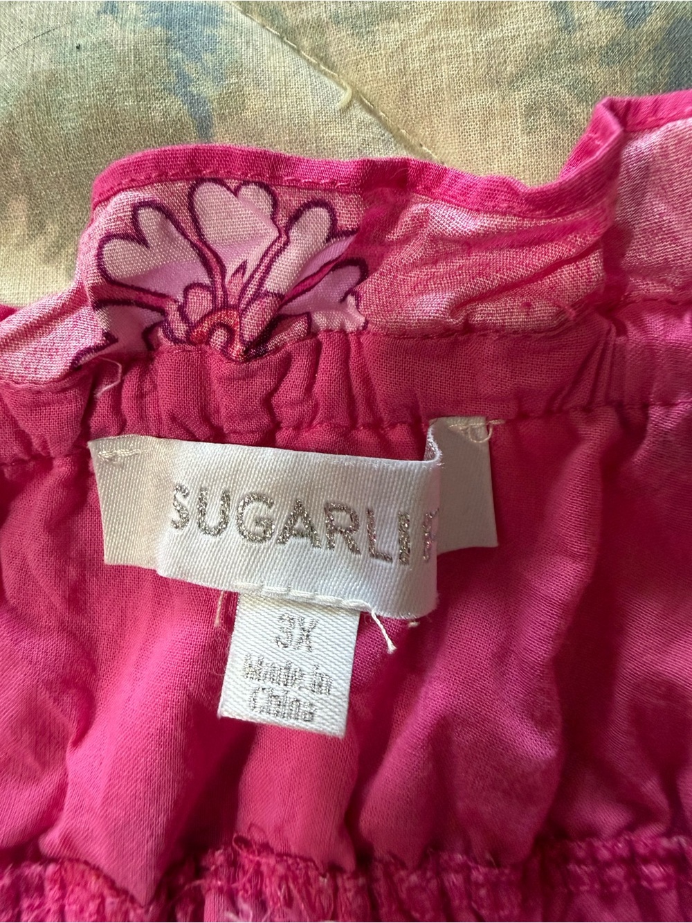 Sugarlips Hot Pink Floral Ruffle Peasant Tunic - Picture 2 of 2